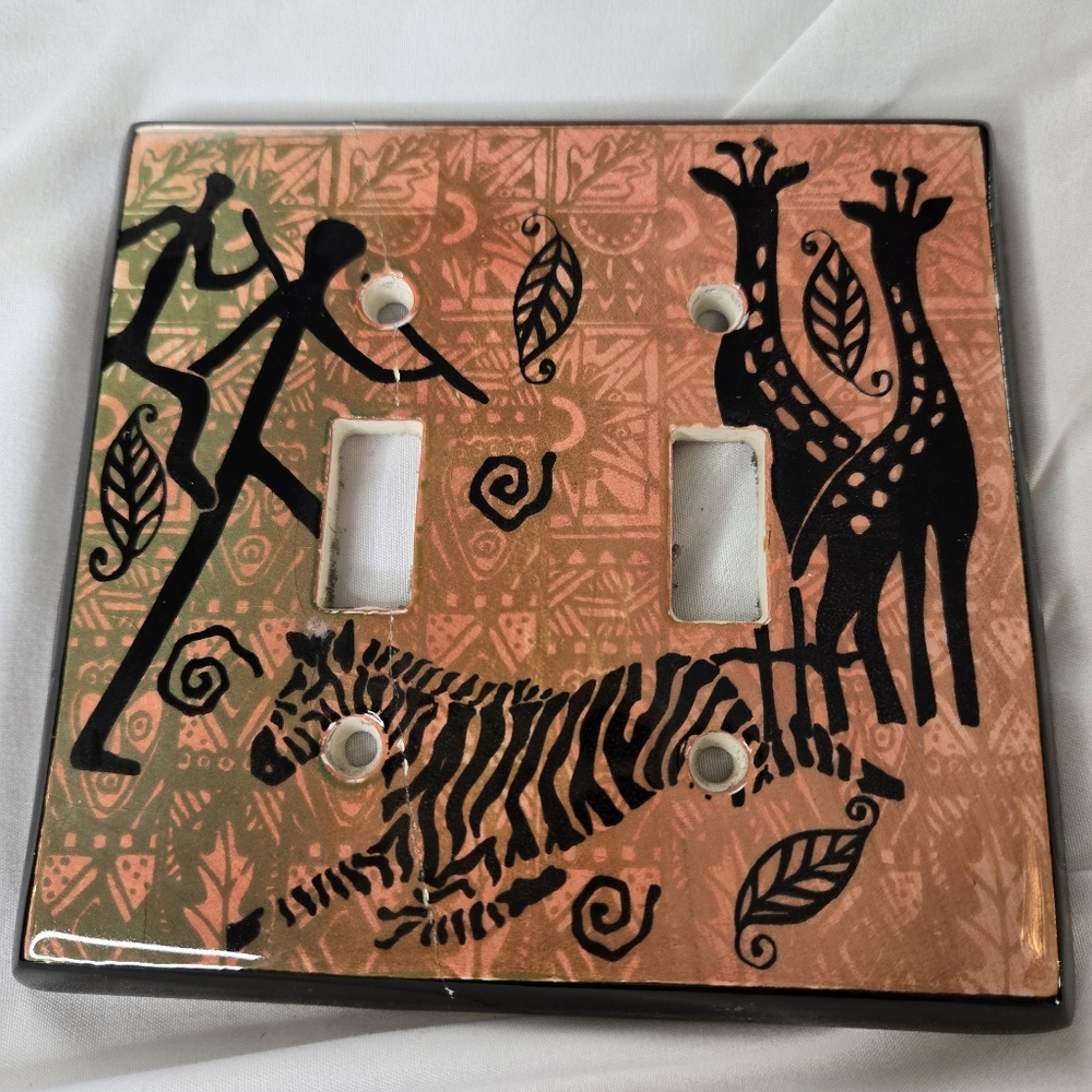 African Safari inspired Animal-themed wall Switch Ceramic covers brown b…